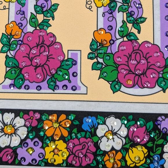 Vintage Y2K 2002 Full Year Sequin Jeweled Felt Hanging Calendar Love Floral - Picture 5 of 8